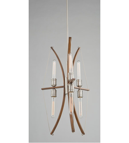 Artcraft AC11482 Arco 6 Light 18 inch Faux Wood and Brushed Nickel Chandelier Ceiling Light AC11482-a.jpg