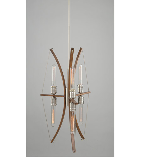 Artcraft AC11482 Arco 6 Light 18 inch Faux Wood and Brushed Nickel Chandelier Ceiling Light AC11482-b.jpg