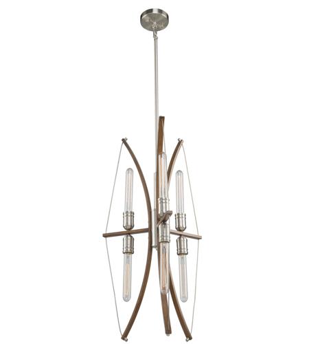 Artcraft AC11482 Arco 6 Light 18 inch Faux Wood and Brushed Nickel Chandelier Ceiling Light