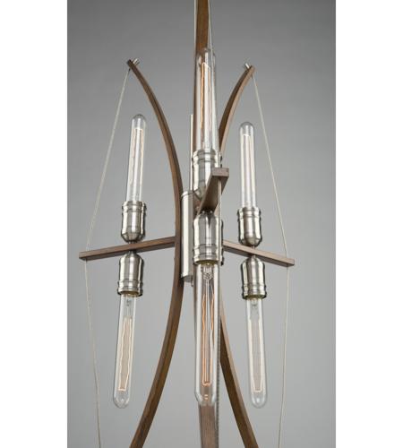 Artcraft AC11482 Arco 6 Light 18 inch Faux Wood and Brushed Nickel Chandelier Ceiling Light AC11482_detail05.jpg