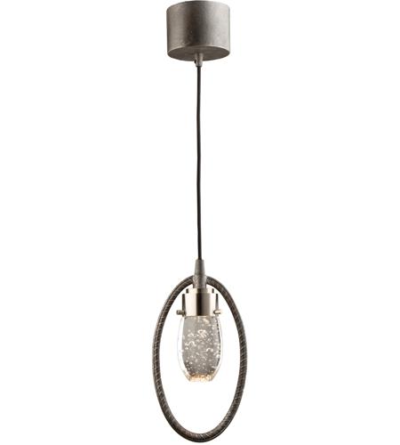 Artcraft AC7451 Kingsford LED 3 inch Slate and Brushed Nickel Pendant Ceiling Light 