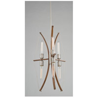 Artcraft AC11482 Arco 6 Light 18 inch Faux Wood and Brushed Nickel Chandelier Ceiling Light AC11482-a.jpg thumb