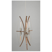Artcraft AC11482 Arco 6 Light 18 inch Faux Wood and Brushed Nickel Chandelier Ceiling Light AC11482-b.jpg thumb