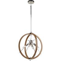 Artcraft AC11554PN Abbey 4 Light 18 inch Faux Wood and Polished Nickel Pendant Ceiling Light thumb