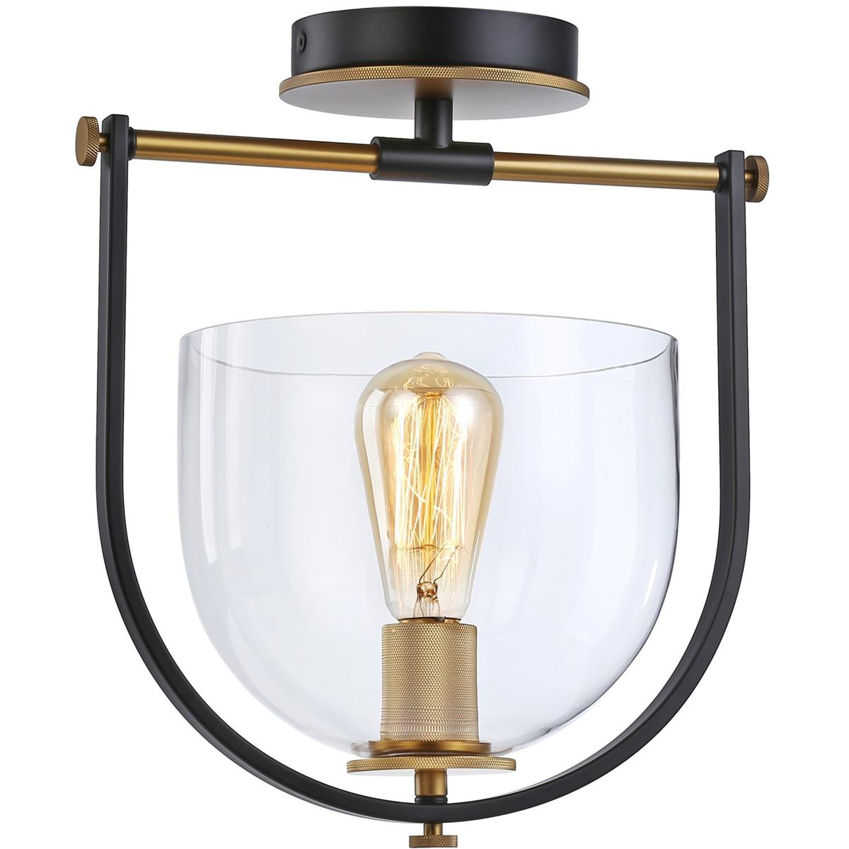 Artcraft AC11743BB Cheshire 1 Light 8.25 inch Black and Brass Semi-Flush Mount Ceiling Light