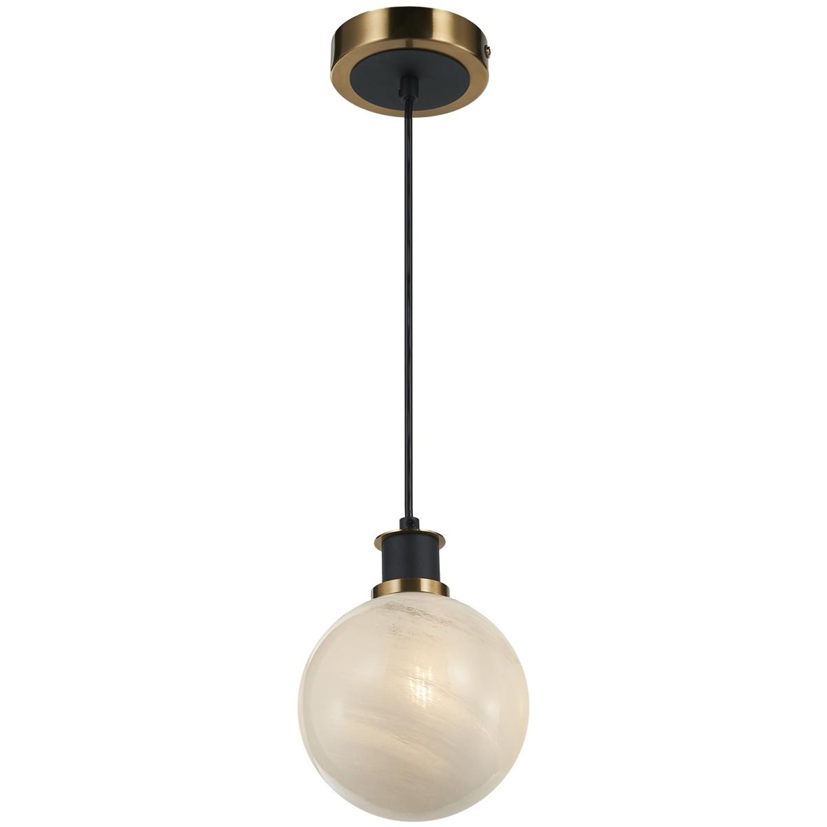 Artcraft AC11870SW Gem LED 6 inch Black and Brushed Brass Pendant Ceiling Light in Glossy Textured White