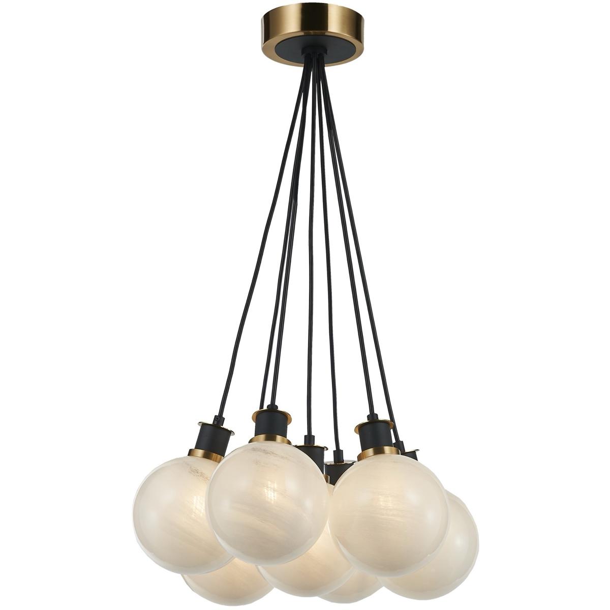 Artcraft AC11877SW Gem LED 18 inch Black and Brushed Brass Chandelier Ceiling Light in Glossy Textured White