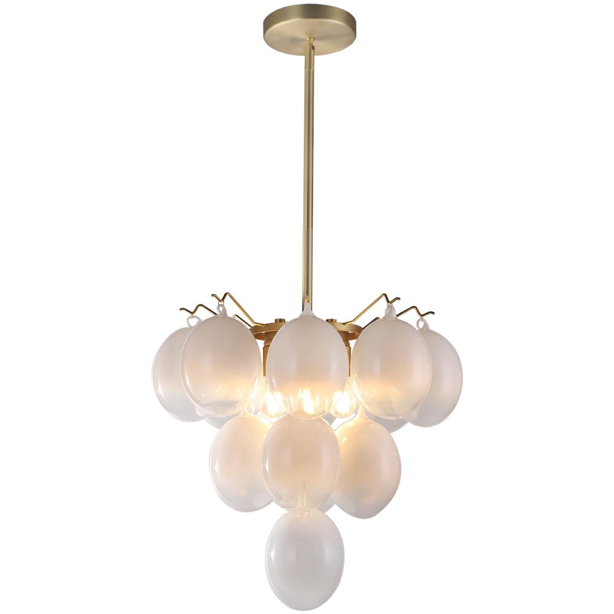 Artcraft AC11992WH Globo LED 18 inch Brass Chandelier Ceiling Light in Milky White