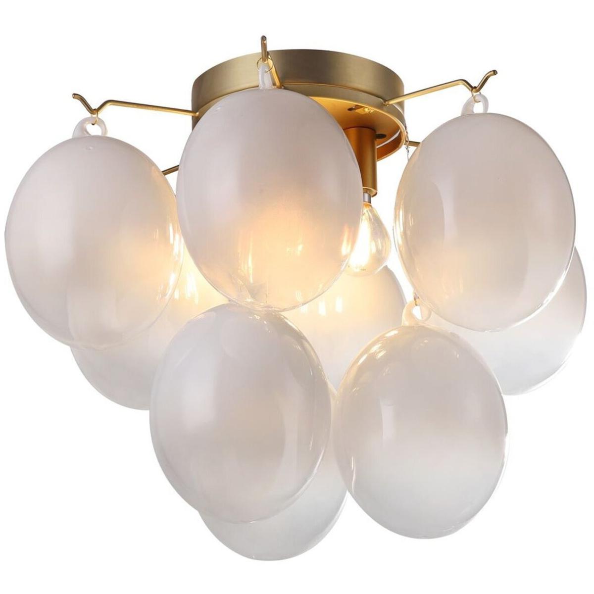Artcraft AC11993WH Globo LED 15.75 inch Brass Semi-Flush Mount Ceiling Light in Milky White