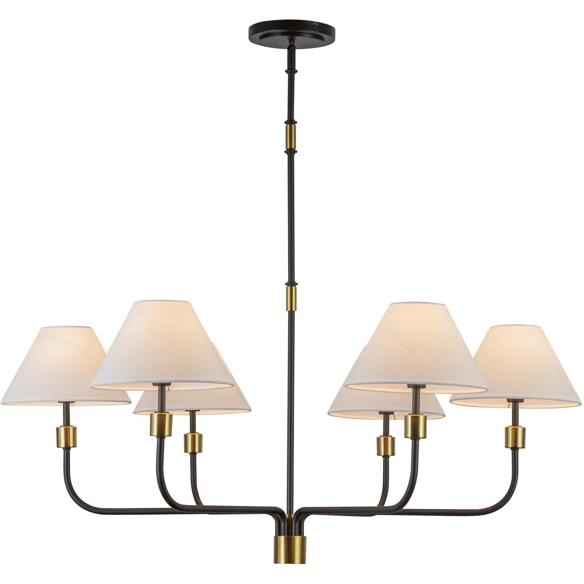 Artcraft AC12036BB Providence 6 Light 42 inch Black and Brushed Brass Chandelier Ceiling Light