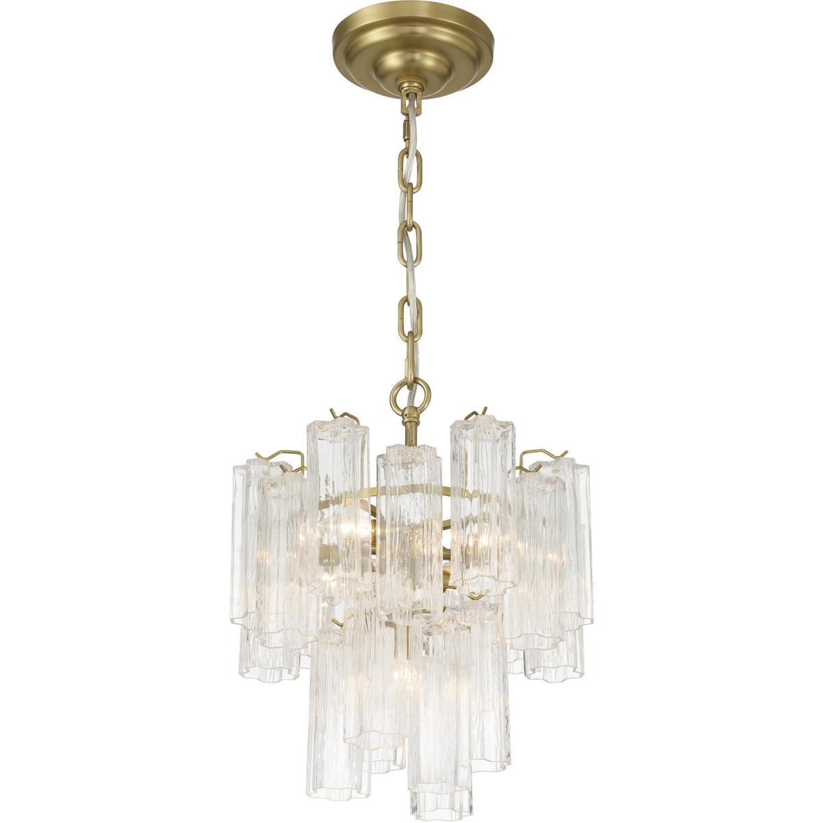 AC12103BR 17.75 in. Sophia 5 Light Semi Flush Mount with Tronchi Style Glassware, Brass