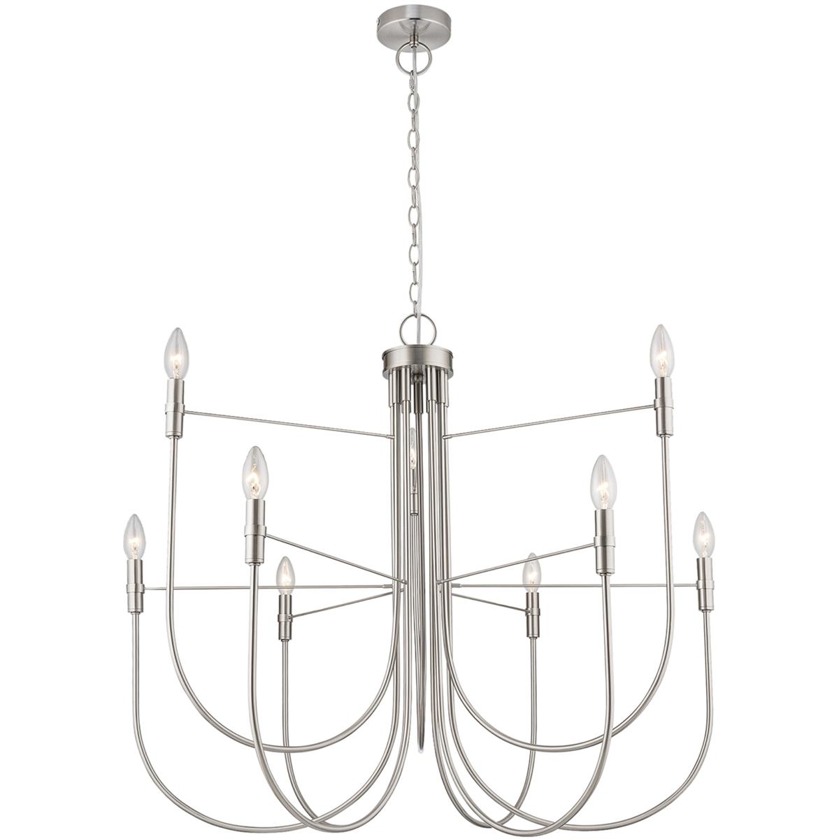Artcraft AC12229BN Foundry 9 Light 32.68 inch Brushed Nickel Chandelier Ceiling Light