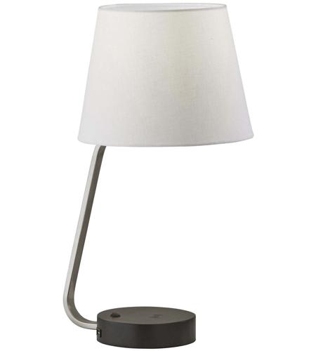 Adesso 3015-22 Louie 19 inch 60.00 watt Brushed Steel with Black Rubberwood Base Table Lamp Portable Light, with AdessoCharge Wireless Charging Pad and USB Port photo