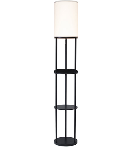 Adesso 3116-01 Signature 67 inch 150.00 watt Black Shelf Floor Lamp Portable Light, with USB Port and AC Outlet photo