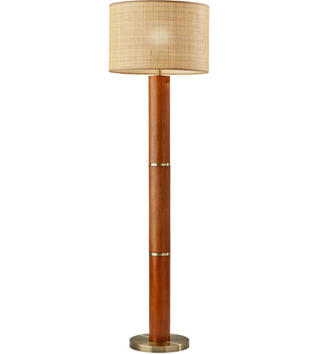 Adesso 3329-15 Napa 62 inch 150.00 watt Walnut Rubberwood with Antique Brass Accents Floor Lamp Portable Light photo
