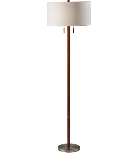 Adesso 3375-15 Madeline 66 inch 150.00 watt Walnut Rubberwood and Brushed Steel Floor Lamp Portable Light photo