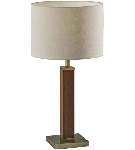 Adesso 3497-21 Kona 28 inch 100.00 watt MDF with Walnut Wood Veneer & Antique Brass Metal Table Lamp Portable Light photo