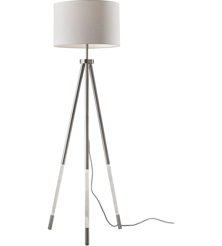Adesso 3549-22 Della 59 inch 150.00 watt Brushed Steel with Clear Acrylic Light Up Legs Floor Lamp Portable Light, with Night Light  photo