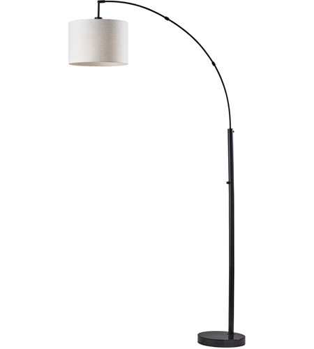 Adesso 4249 01 Bowery 74 Inch 100 00, Black Arc Floor Lamp With White Shade