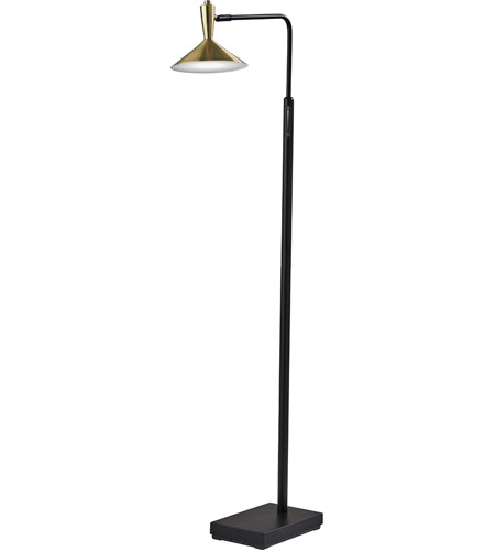 Adesso 4263-01 Lucas 54 inch 6.00 watt Black with Antique Brass LED Floor Lamp Portable Light photo