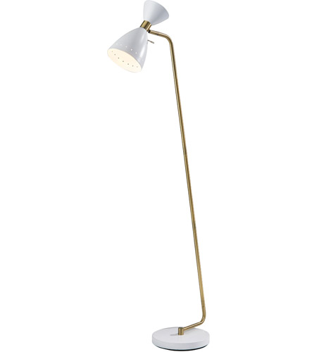 Adesso 4283-02 Oscar 59 inch 40.00 watt White with Antique Brass Floor Lamp Portable Light photo