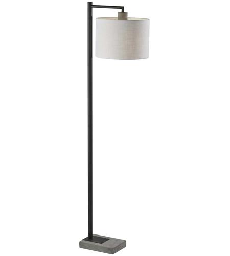 Adesso 5019-01 Devin 61 inch 100.00 watt Black with Grey Cement Accents Floor Lamp Portable Light photo
