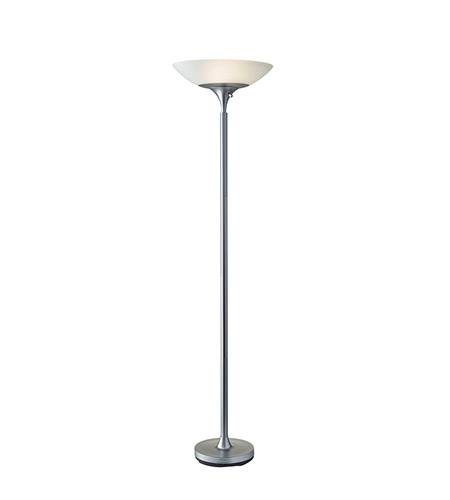 Adesso 5067-22 Adesso Jasper 2 Light Torchiere in Matte Chrome Plated with Frosted Glass Bowl Shade 5067-22  photo