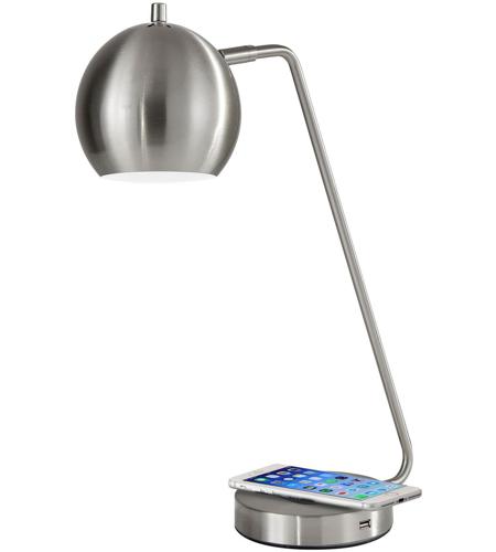 Adesso 5131-22 Emerson 18 inch 60.00 watt Brushed Steel Desk Lamp Portable Light, with AdessoCharge Wireless Charging Pad and USB Port photo