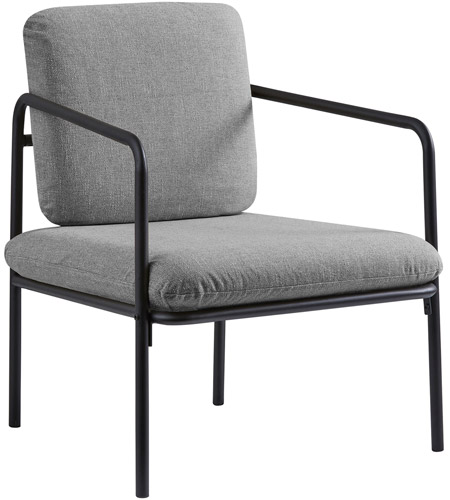 Adesso GR2006-03 Nathan Matte Black with Textured Light Grey Fabric Chair photo