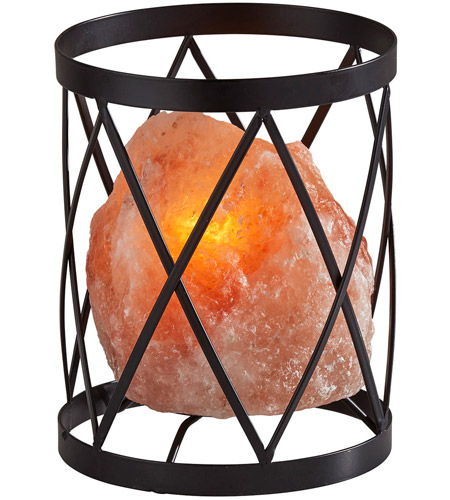 Black Metal Pink Himalayan Salt, Rock Salt Table Lamp
