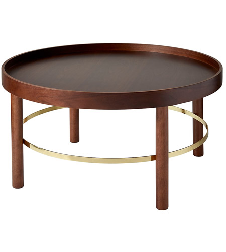 17 Inch Walnut And Shiny Gold Coffee Table, 30 Inch Round Coffee Table Walnut