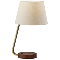 Adesso 3015-21 Louie 19 inch 60.00 watt Antique Brass with Walnut Rubberwood Base Table Lamp Portable Light, with AdessoCharge Wireless Charging Pad and USB Port photo thumbnail