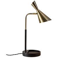 Adesso 3067-01 Zelda 19 inch 6 watt Black with Antique Brass Accents Desk Lamp Portable Light, with USB Port photo thumbnail