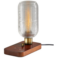 Adesso 3419-21 Isaac 12 inch 60.00 watt Walnut Rubberwood and Antique Brass Table Lantern Portable Light, with AdessoCharge Wireless Charging Pad and USB Port photo thumbnail