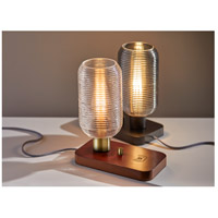 Adesso 3419-21 Isaac 12 inch 60.00 watt Walnut Rubberwood and Antique Brass Table Lantern Portable Light, with AdessoCharge Wireless Charging Pad and USB Port alternative photo thumbnail