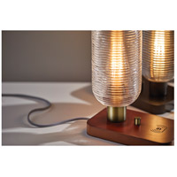 Adesso 3419-21 Isaac 12 inch 60.00 watt Walnut Rubberwood and Antique Brass Table Lantern Portable Light, with AdessoCharge Wireless Charging Pad and USB Port alternative photo thumbnail