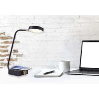 Adesso 3618-01 Conrad 16 inch 7.00 watt Matte Black with Antique Brass Accents Desk Lamp Portable Light, with AdessoCharge Wireless Charging Pad and USB Port alternative photo thumbnail