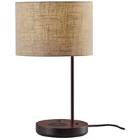 Adesso 3689-01 Oliver 20 inch 100.00 watt Matte Black and Walnut Poplar Wood Table Lamp Portable Light, with AdessoCharge Wireless Charging Pad and USB Port  photo thumbnail