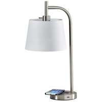 Adesso 4069-02 Drake 25 inch 40.00 watt Brushed Steel Table Lamp Portable Light, with AdessoCharge Wireless Charging Pad and USB Port alternative photo thumbnail