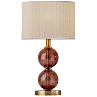 Adesso 4147-21 Donna 18 inch 60 watt Antique Brass and Burgundy Red Glass Table Lamp Portable Light photo thumbnail