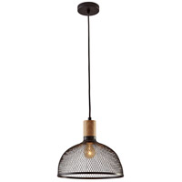 Adesso 6268-01 Dale 1 Light 13 inch Matte Black and Natural Rubber Wood Pendant Ceiling Light, Large photo thumbnail