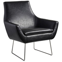 Adesso GR2002-01 Kendrick Black Distressed PU Leather and Brushed Steel Accent Chair  photo thumbnail