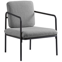 Adesso GR2006-03 Nathan Matte Black with Textured Light Grey Fabric Chair photo thumbnail
