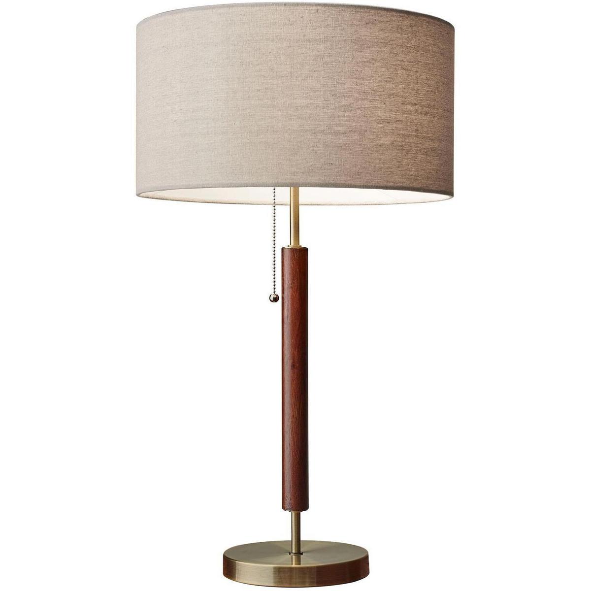 Adesso 337615 Hamilton 26 inch 10000 watt Walnut and Antique Brass Table Lamp Portable Light