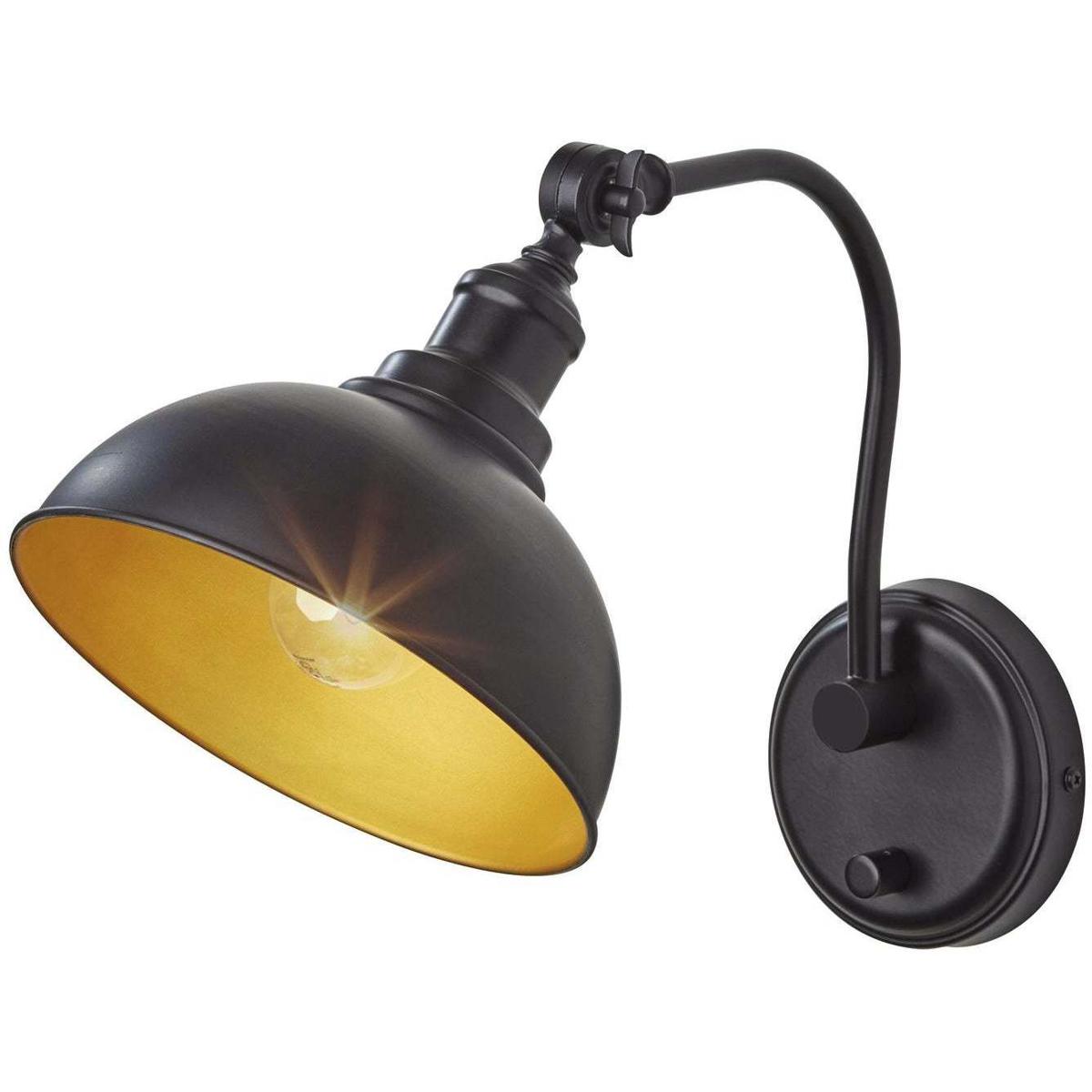 Adesso 3752-01 Wallace 12 inch Black / Gold Wall Lamp Wall Light