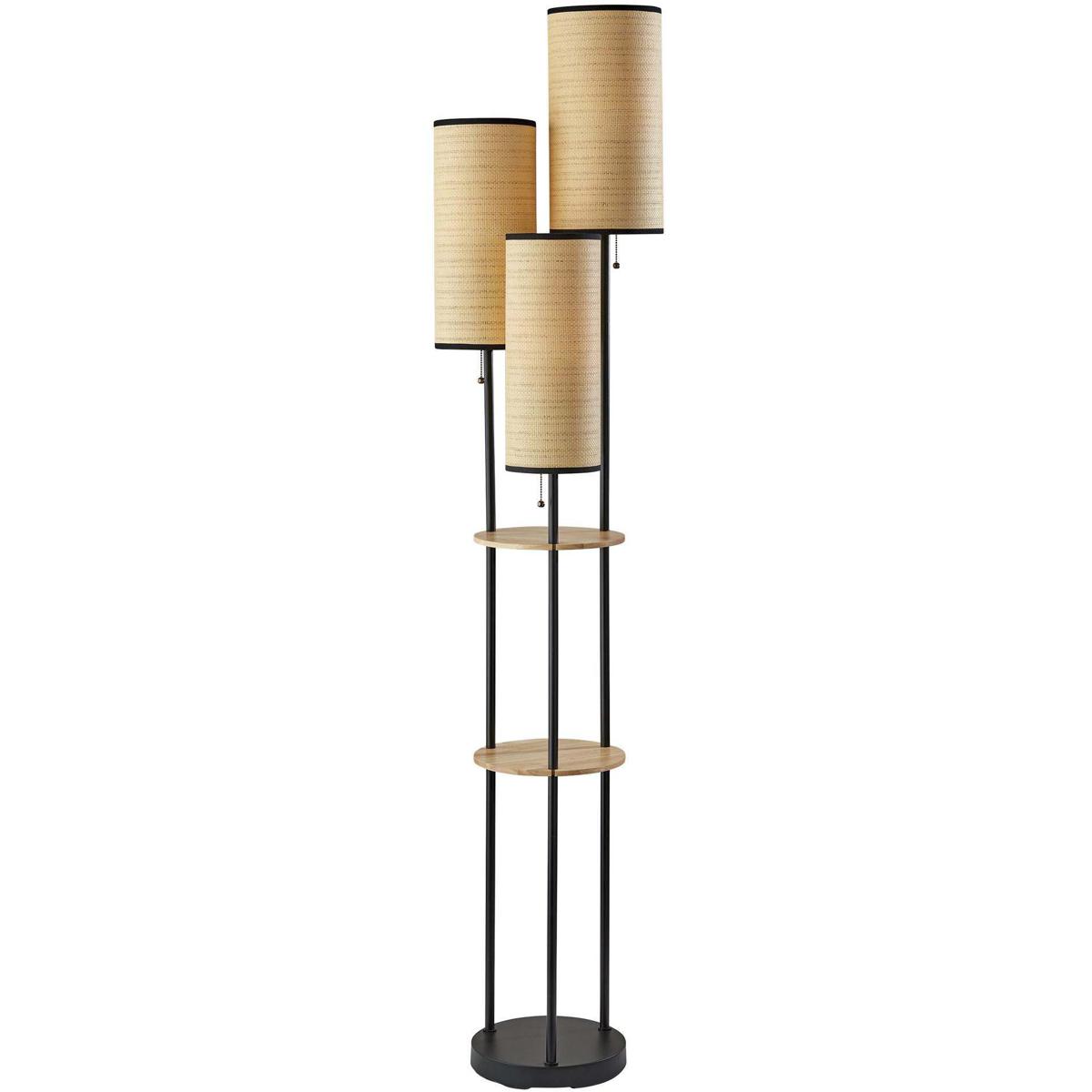 Adesso 4305-12 Trio 68.5 inch 40.00 watt Black with Natural Wood Floor Lamp Portable Light
