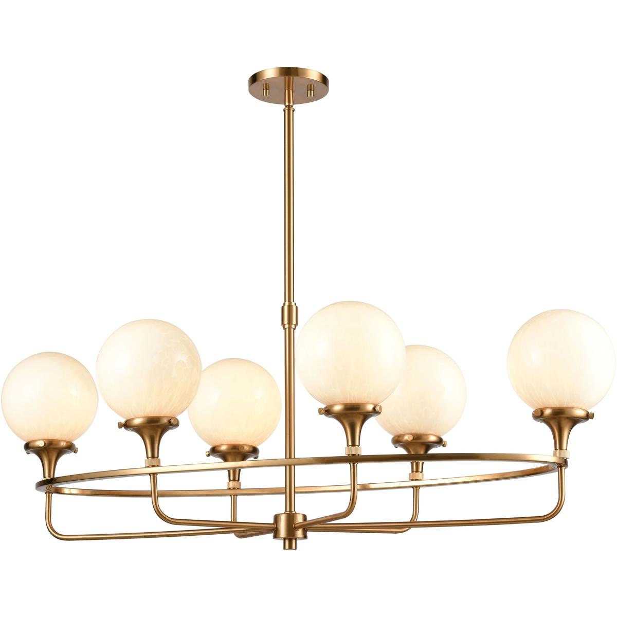 Atlas Lighting & Home CL11006-BS Beverly Hills 6 Light 38 inch Satin Brass Linear Chandelier Ceiling Light