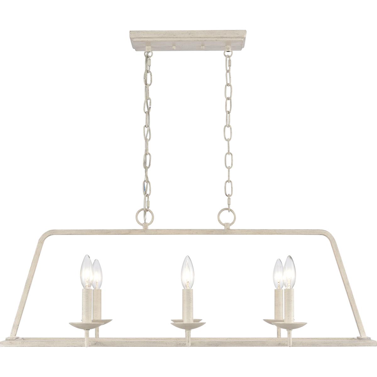 Atlas Lighting & Home CL11018-WH Joanie 6 Light 34 inch Antique White Linear Chandelier Ceiling Light