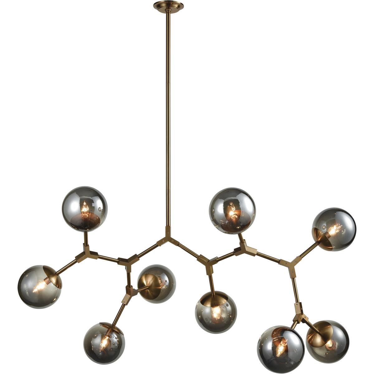 Atlas Lighting & Home CL11035-BS Synapse 9 Light 60 inch Aged Brass Linear Chandelier Ceiling Light