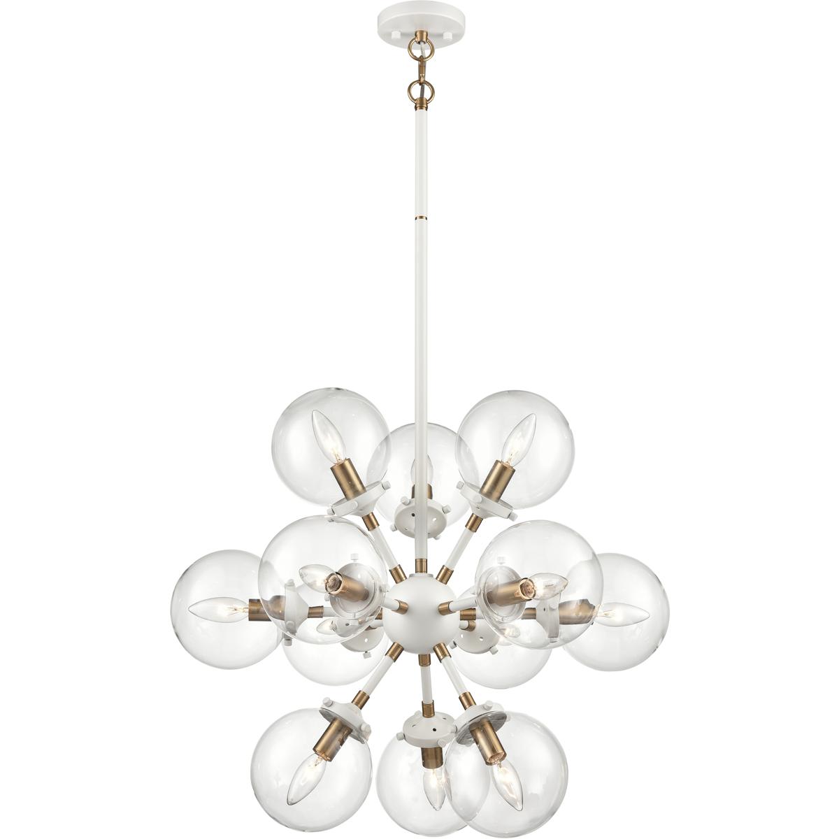 Atlas Lighting & Home CL11087-WH Boudreaux 12 Light 25 inch Matte White with Satin Brass Chandelier Ceiling Light